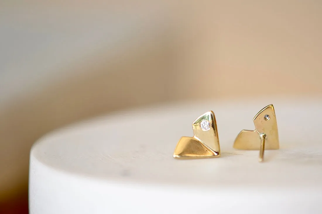 Large Origami Studs with Diamond