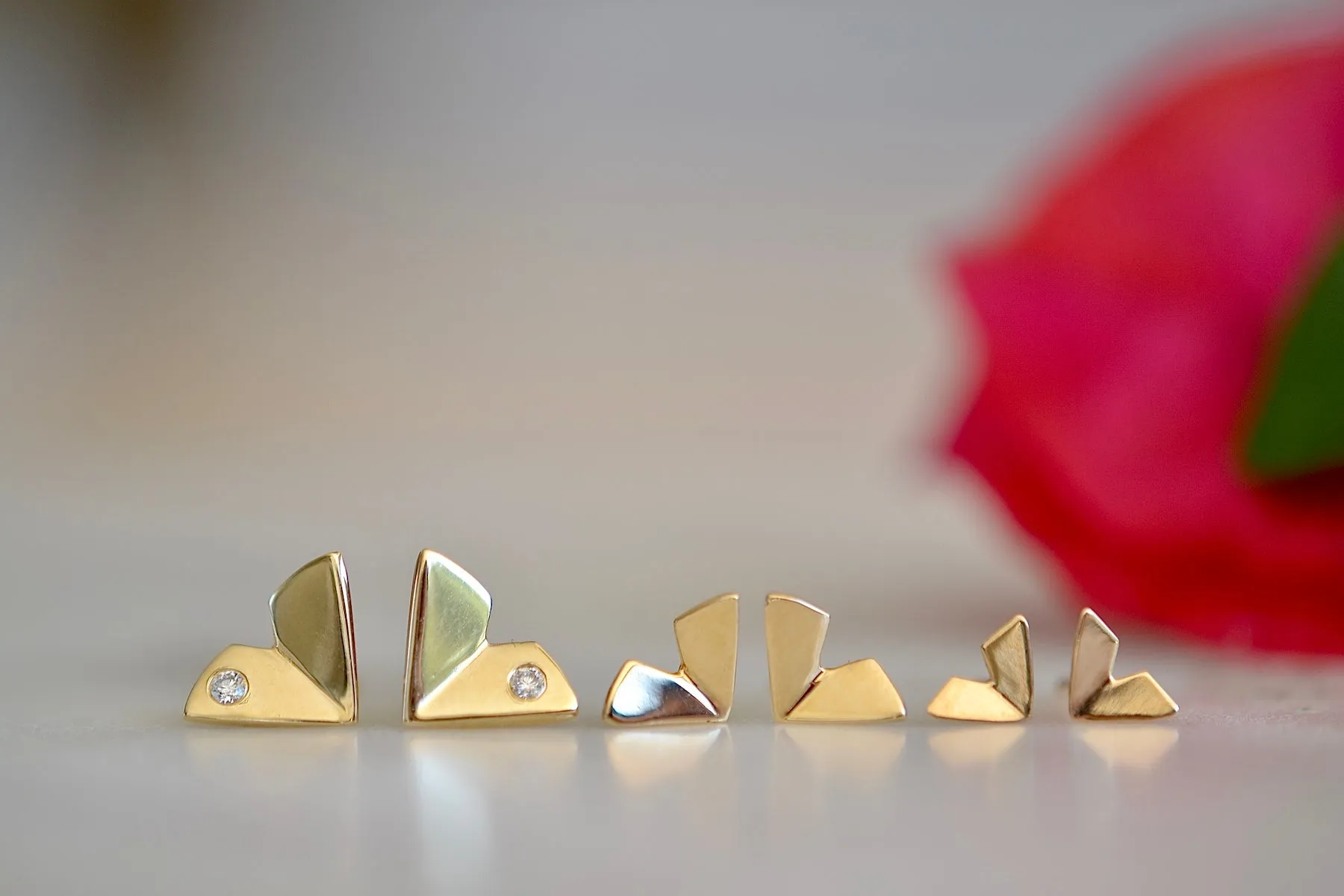 Large Origami Studs with Diamond