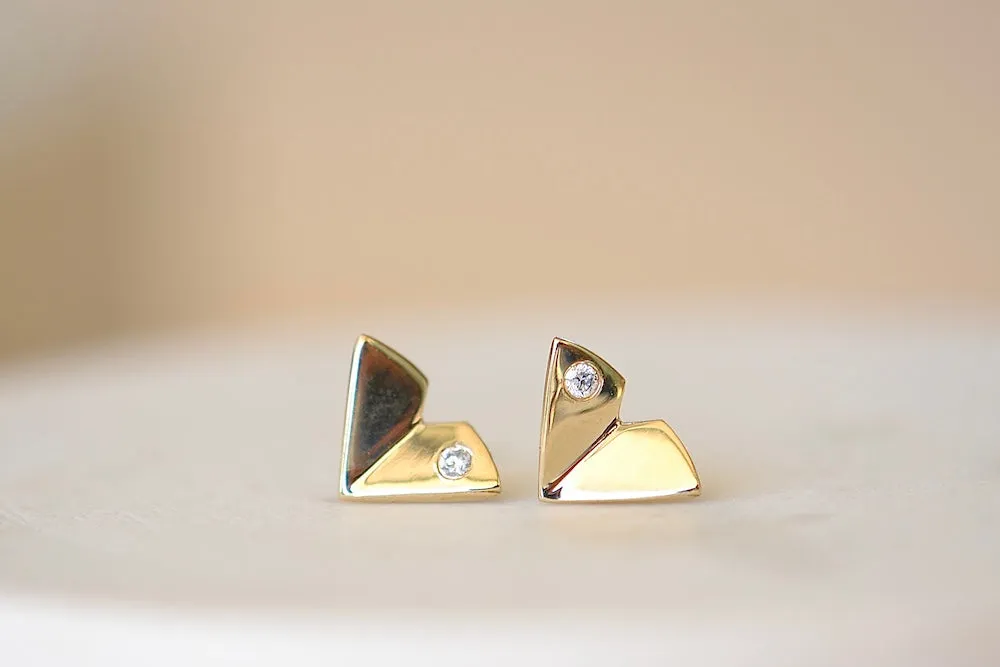 Large Origami Studs with Diamond
