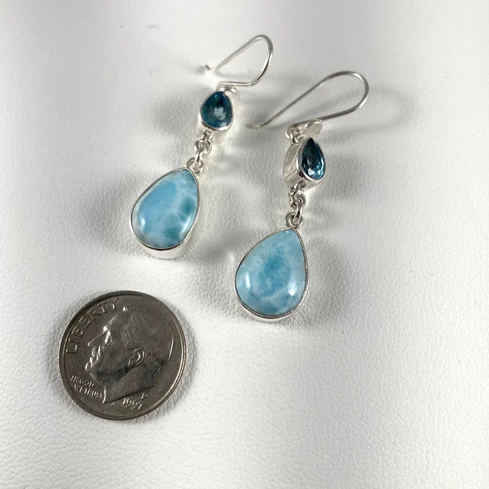 Larimar, Blue Topaz & Sterling Silver Earrings