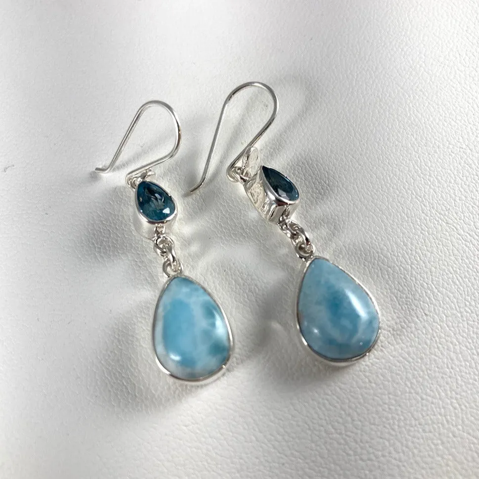 Larimar, Blue Topaz & Sterling Silver Earrings