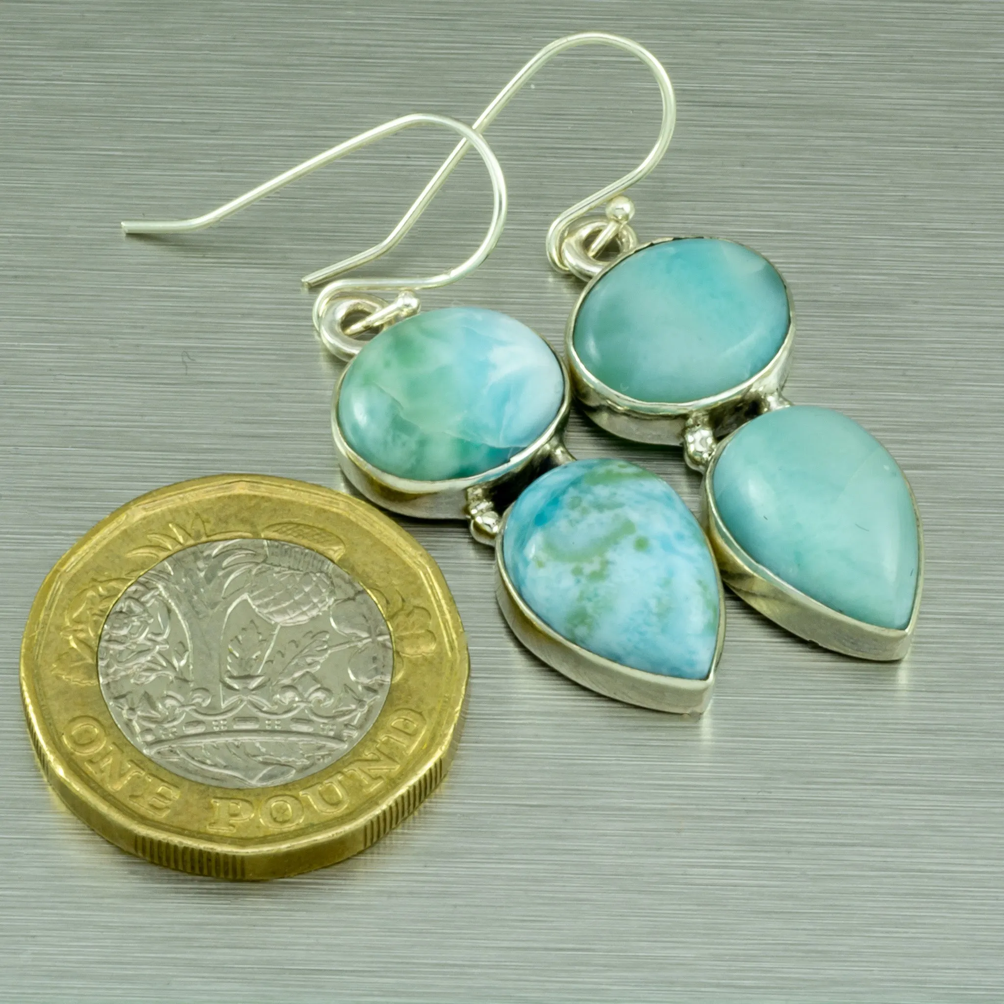 Larimar large dangly earrings