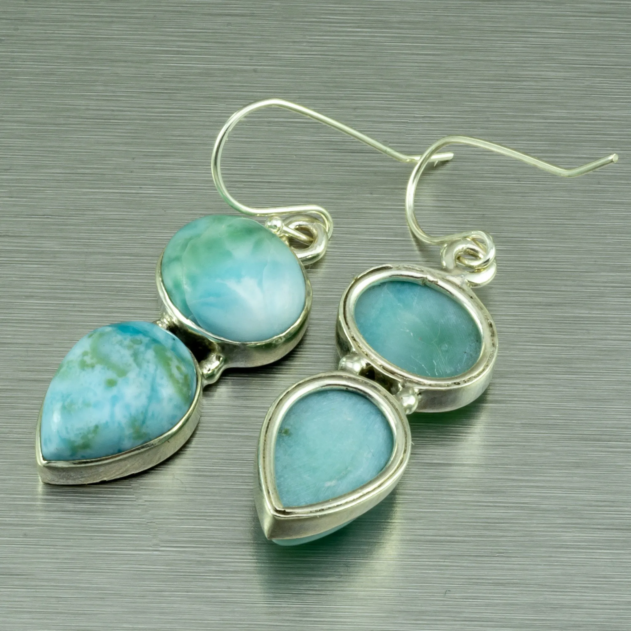 Larimar large dangly earrings