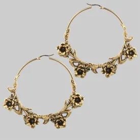 Luxurious Gold Wild Rose Hoop Earrings