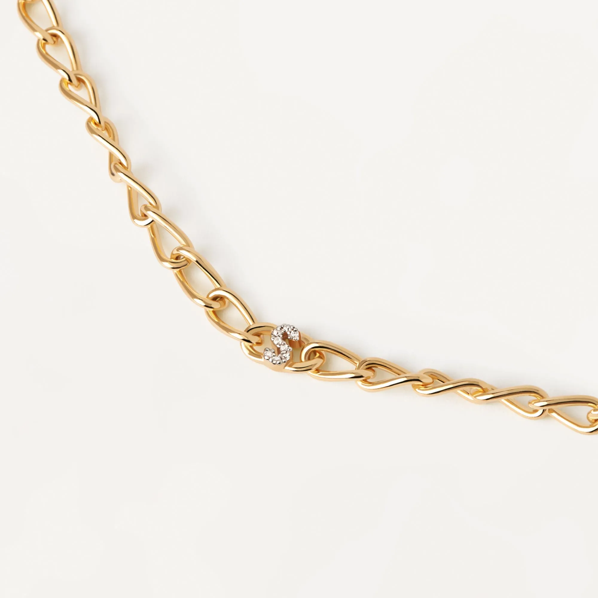 Letter S Chain Gold Bracelet