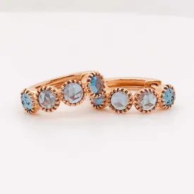 London Blue Topaz Bezel Huggie Earrings