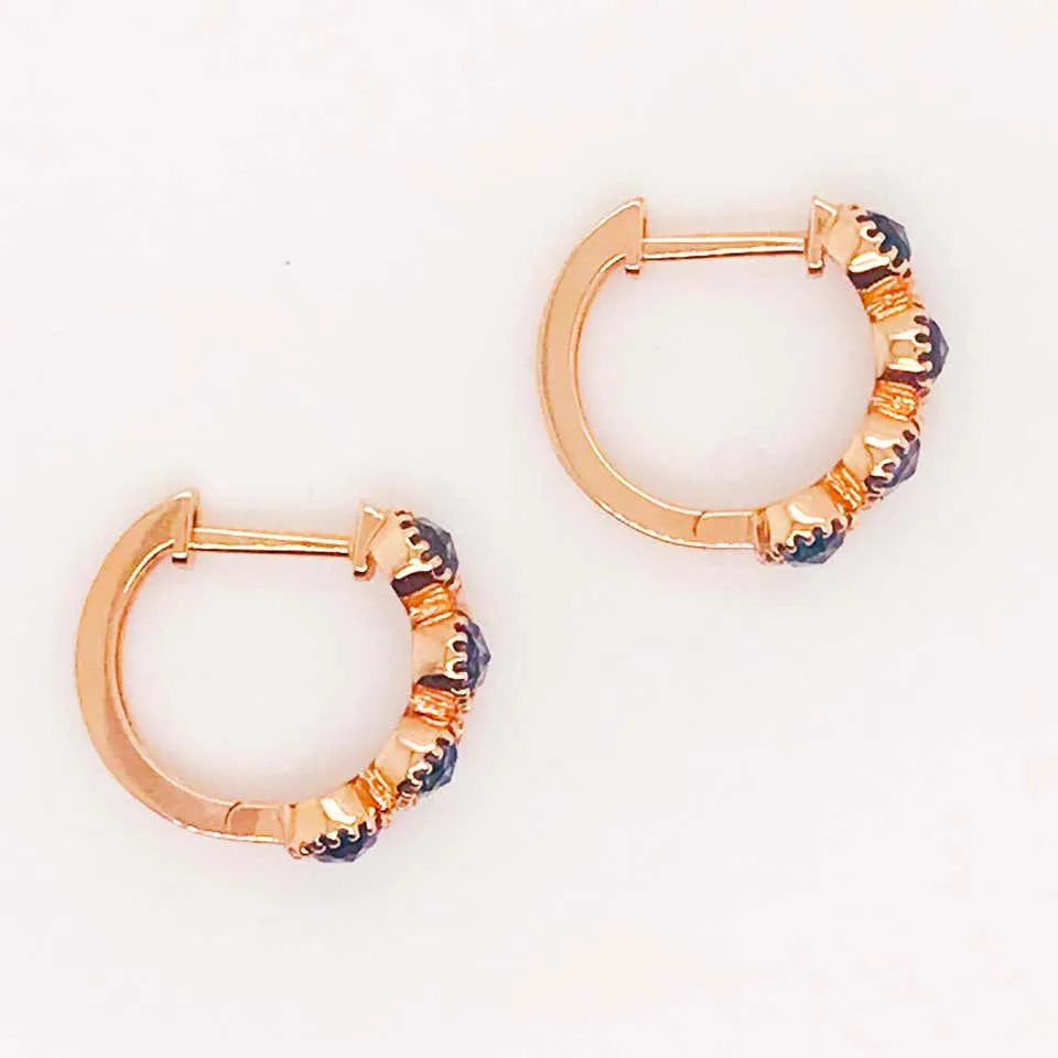 London Blue Topaz Bezel Huggie Earrings