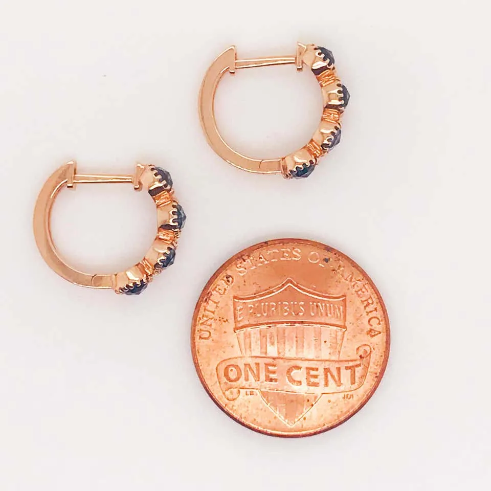 London Blue Topaz Bezel Huggie Earrings