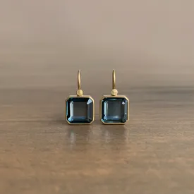 London Blue Topaz Octagon Cube Drop Earrings