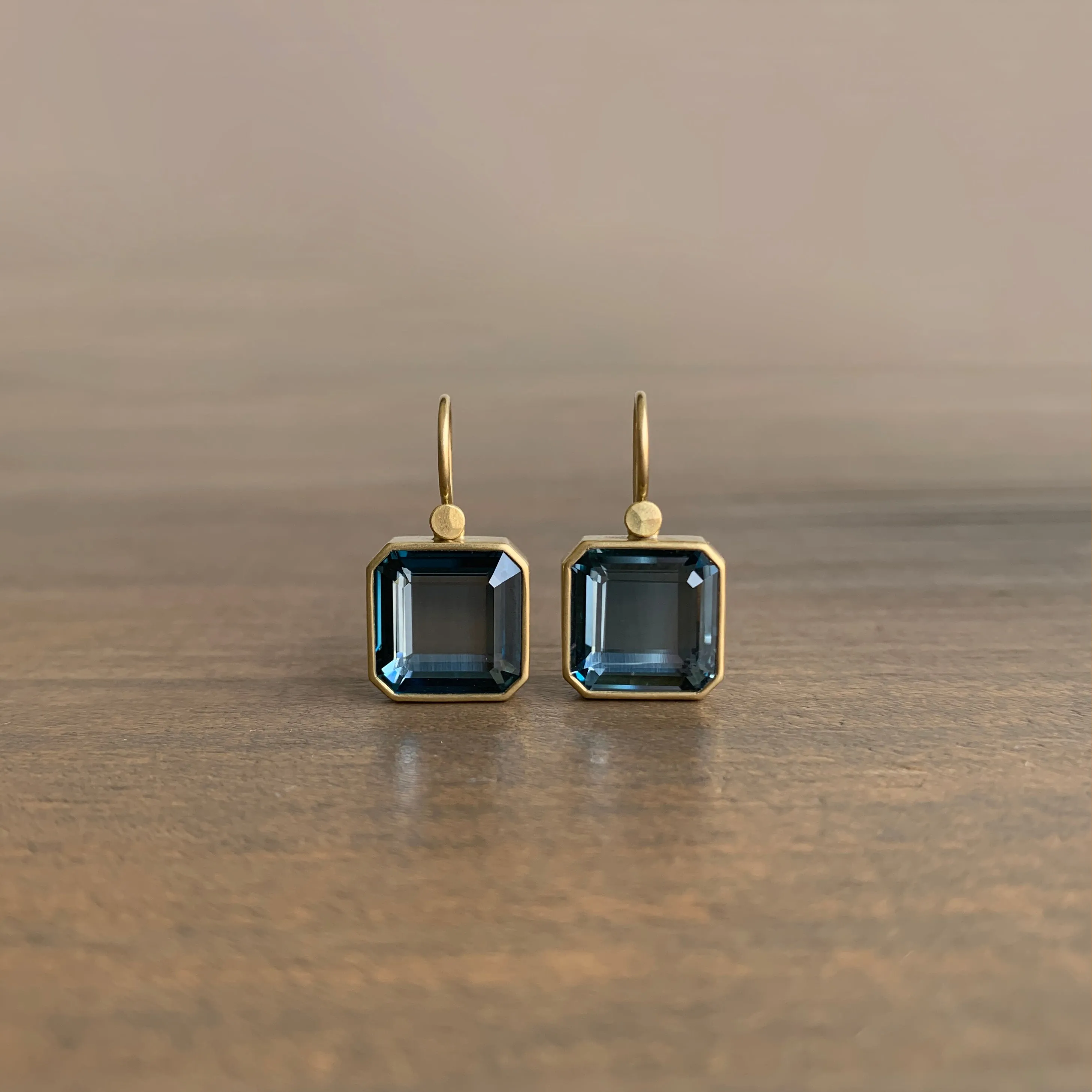 London Blue Topaz Octagon Cube Drop Earrings