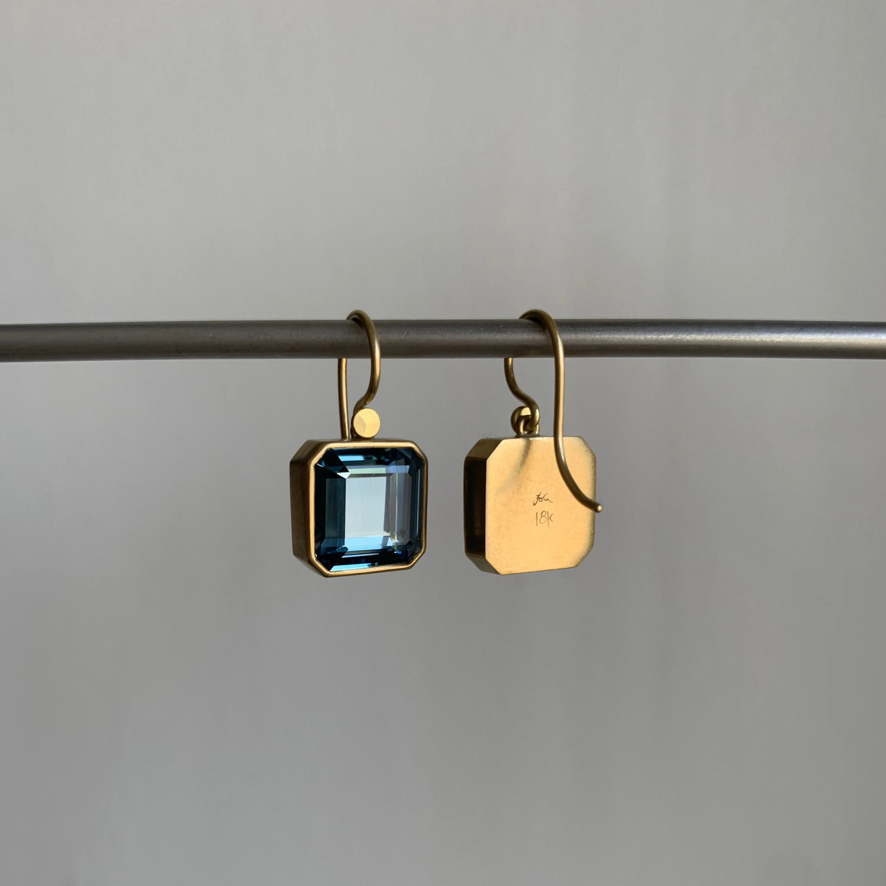 London Blue Topaz Octagon Cube Drop Earrings