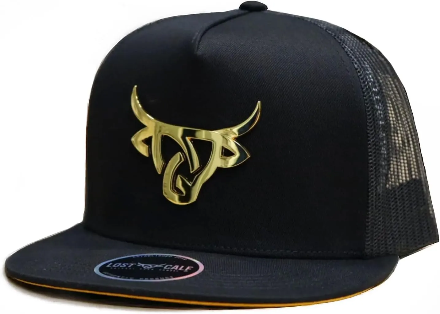 Lost Calf Iron Gold Flat Bill Adjustable Snapback Cap Hat
