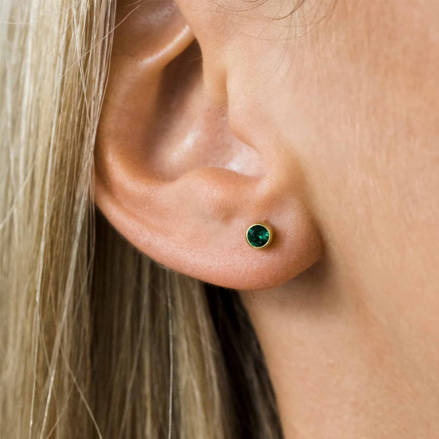 May Birthstone 14k Gold Plated Earrings