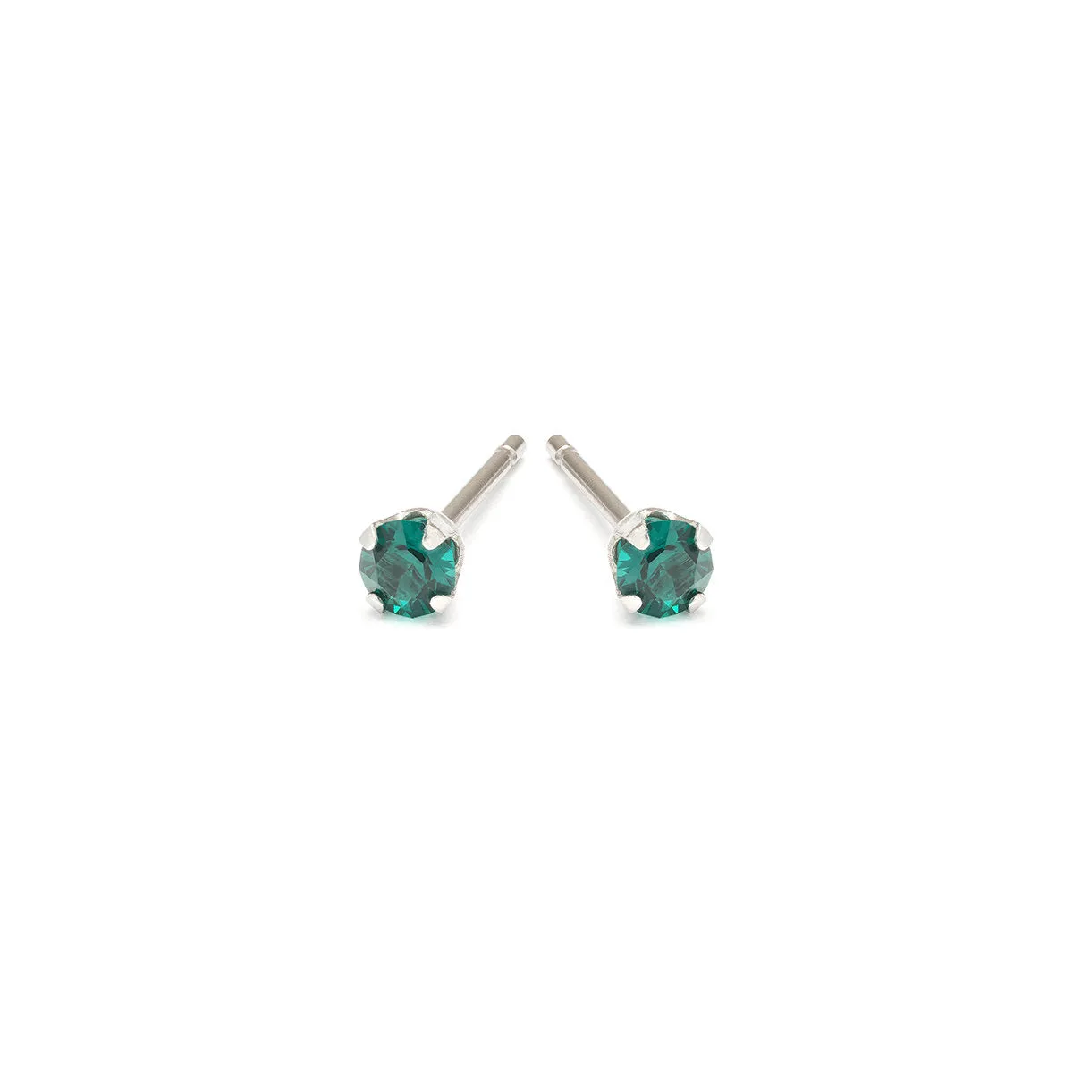 May Birthstone Stainless Steel Stud Earrings