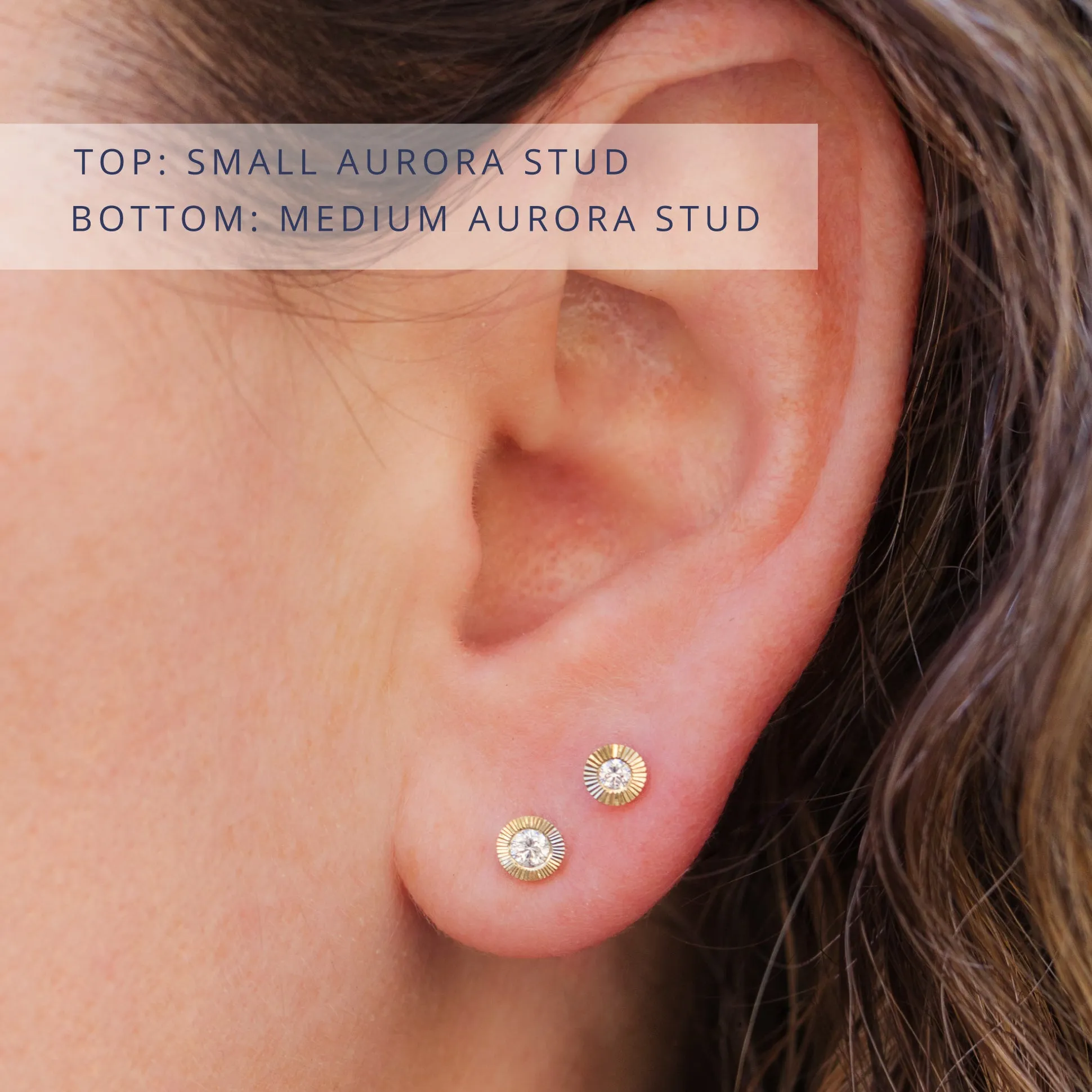Medium Aurora Diamond Stud Earring in Yellow Gold