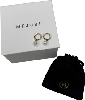 Mejuri Pavé Diamond Pearl Huggies