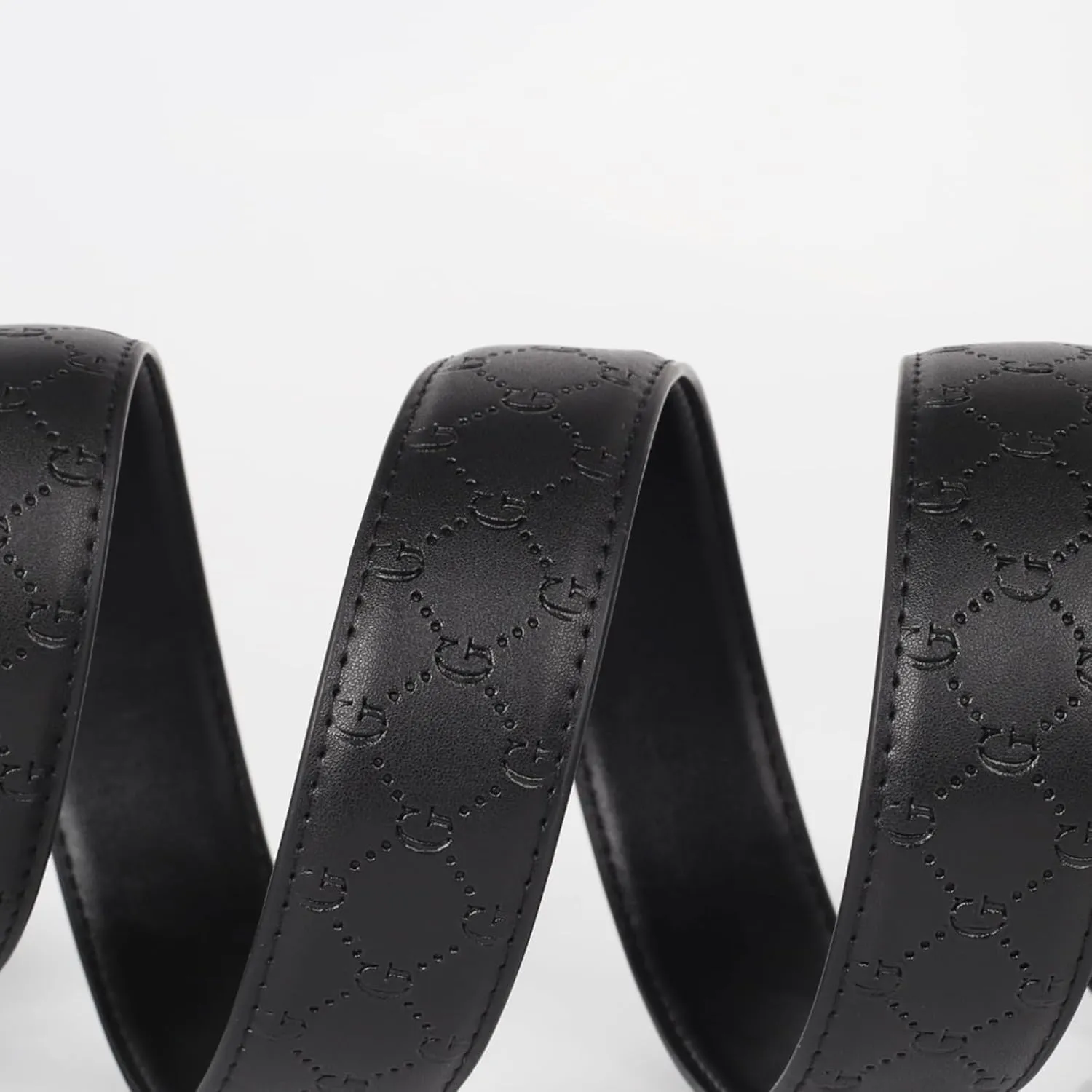 Men&Womens Leather Dress Belt Business Automatic Buckle Belt Color-Black Silver Gold