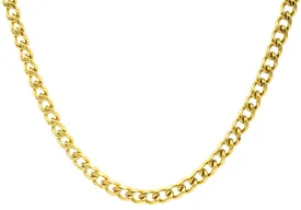 Mens 5mm Gold Stainless Steel Miami Cuban Link 24" Chain Necklace