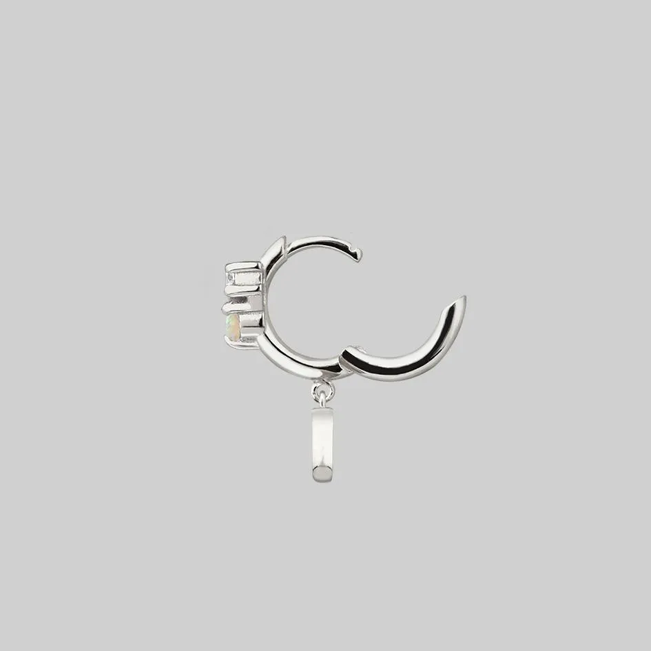 MOONLIGHT. Opal Moon Clicker Hoop Earrings - Silver