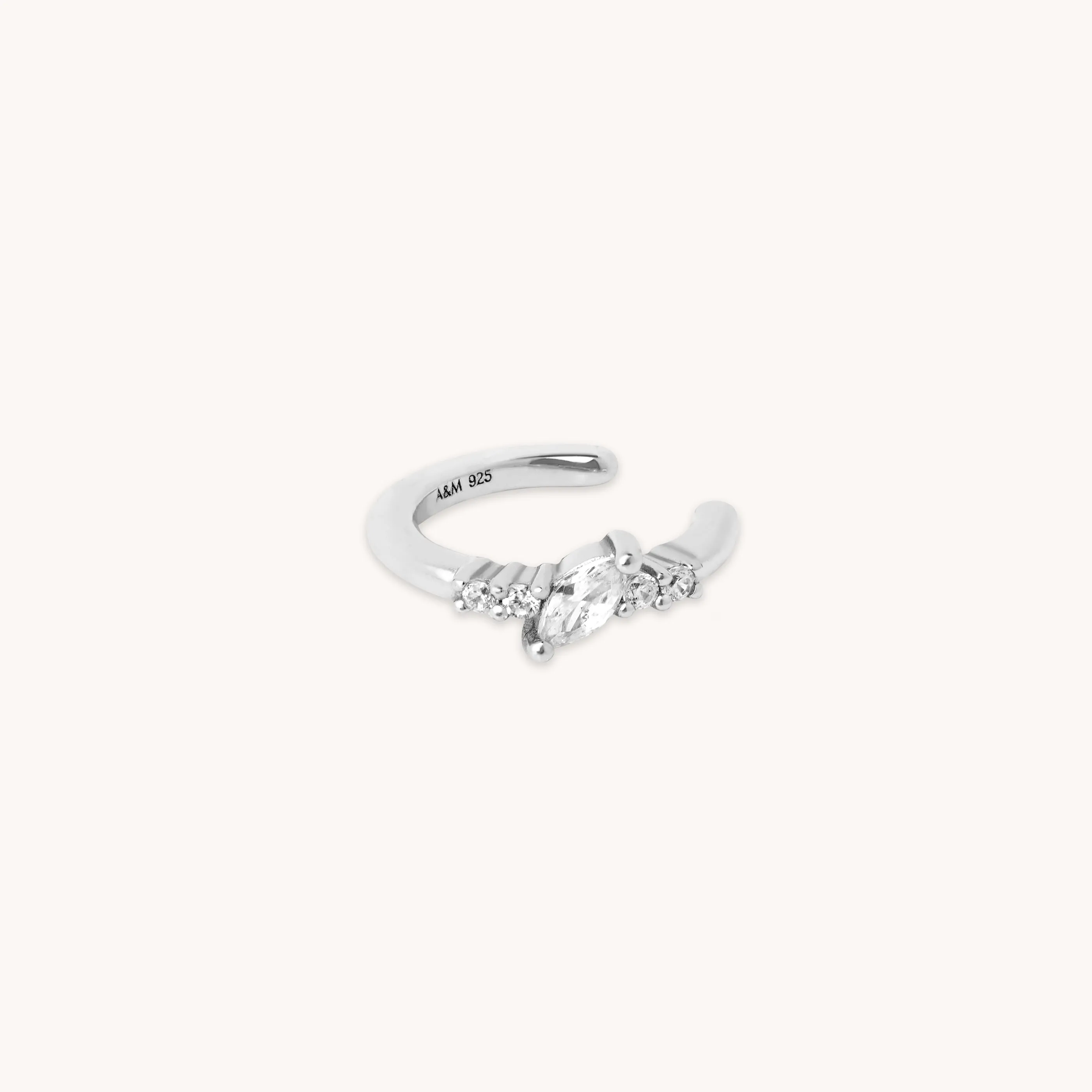 Navette Crystal Ear Cuff in Silver