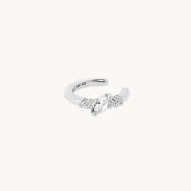 Navette Crystal Ear Cuff in Silver