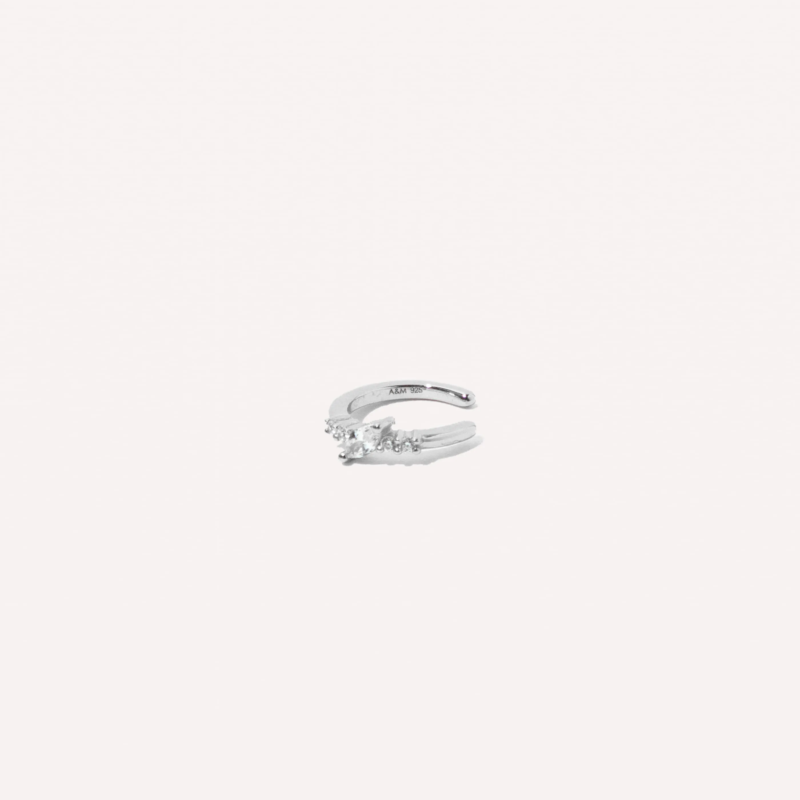 Navette Crystal Ear Cuff in Silver