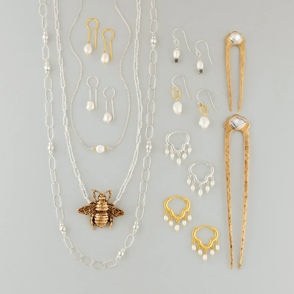 Orbit Earrings in Baroque Pearl
