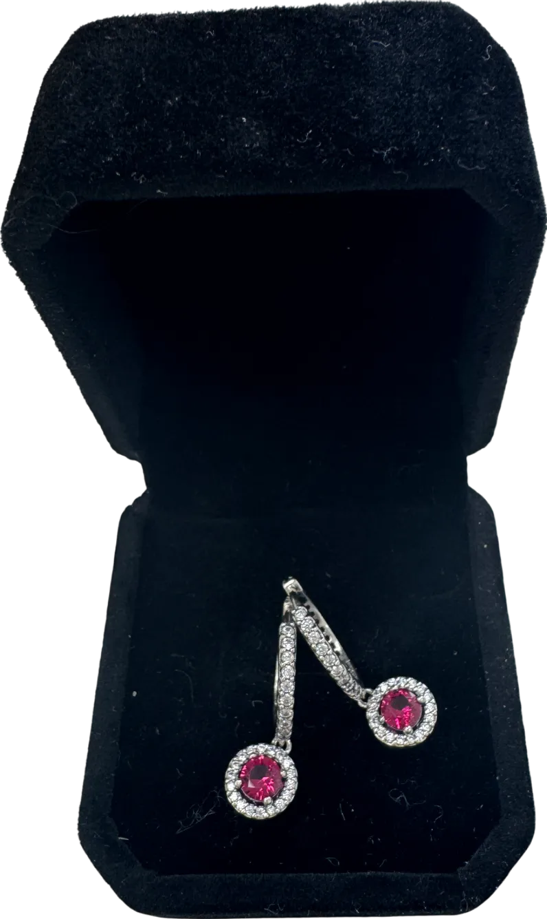 Pandora Red Round Sparkling Hoop Earrings