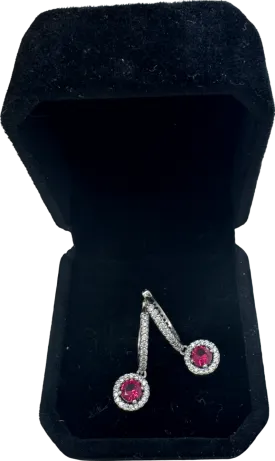 Pandora Red Round Sparkling Hoop Earrings