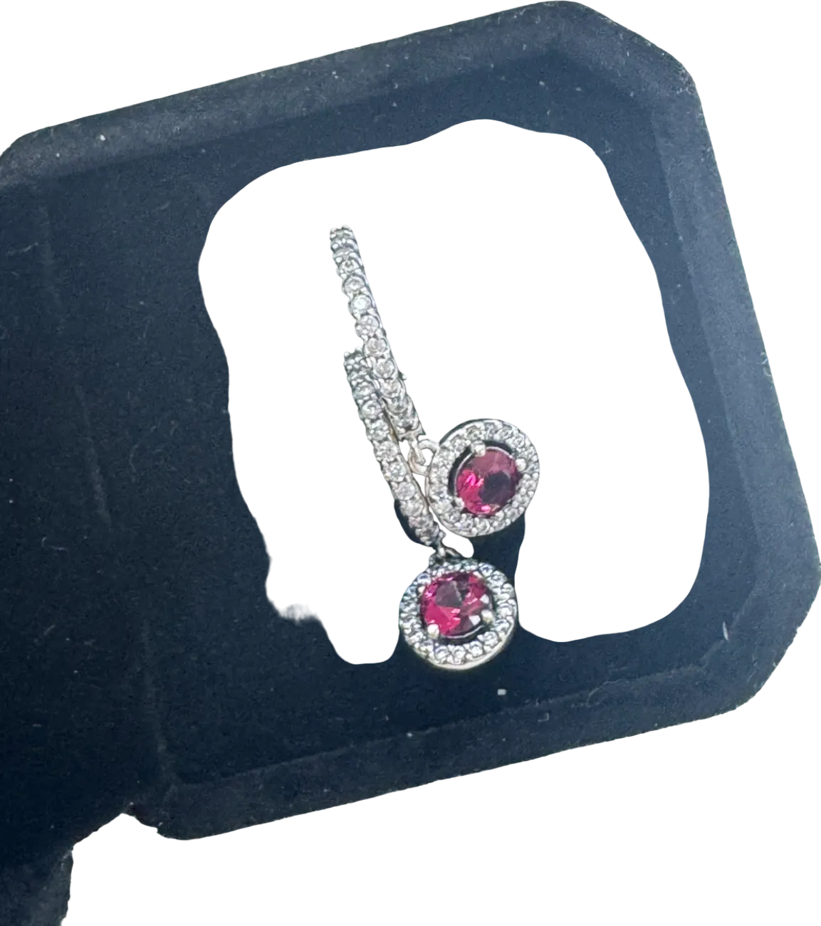 Pandora Red Round Sparkling Hoop Earrings