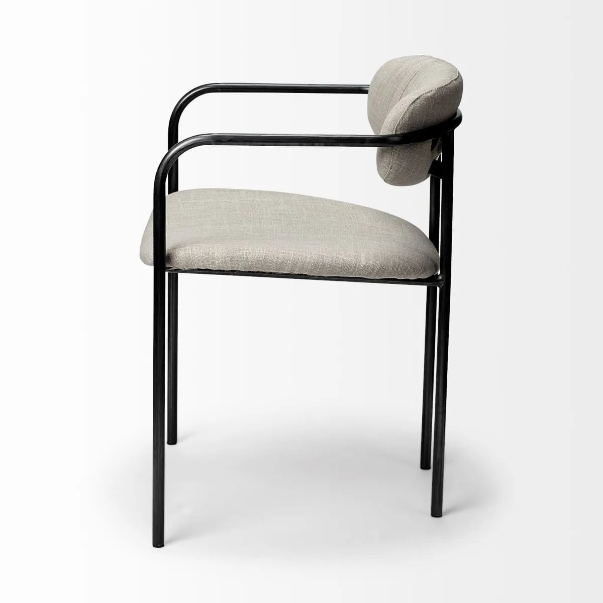 Parker Dining Chair Beige Fabric | Gray Metal