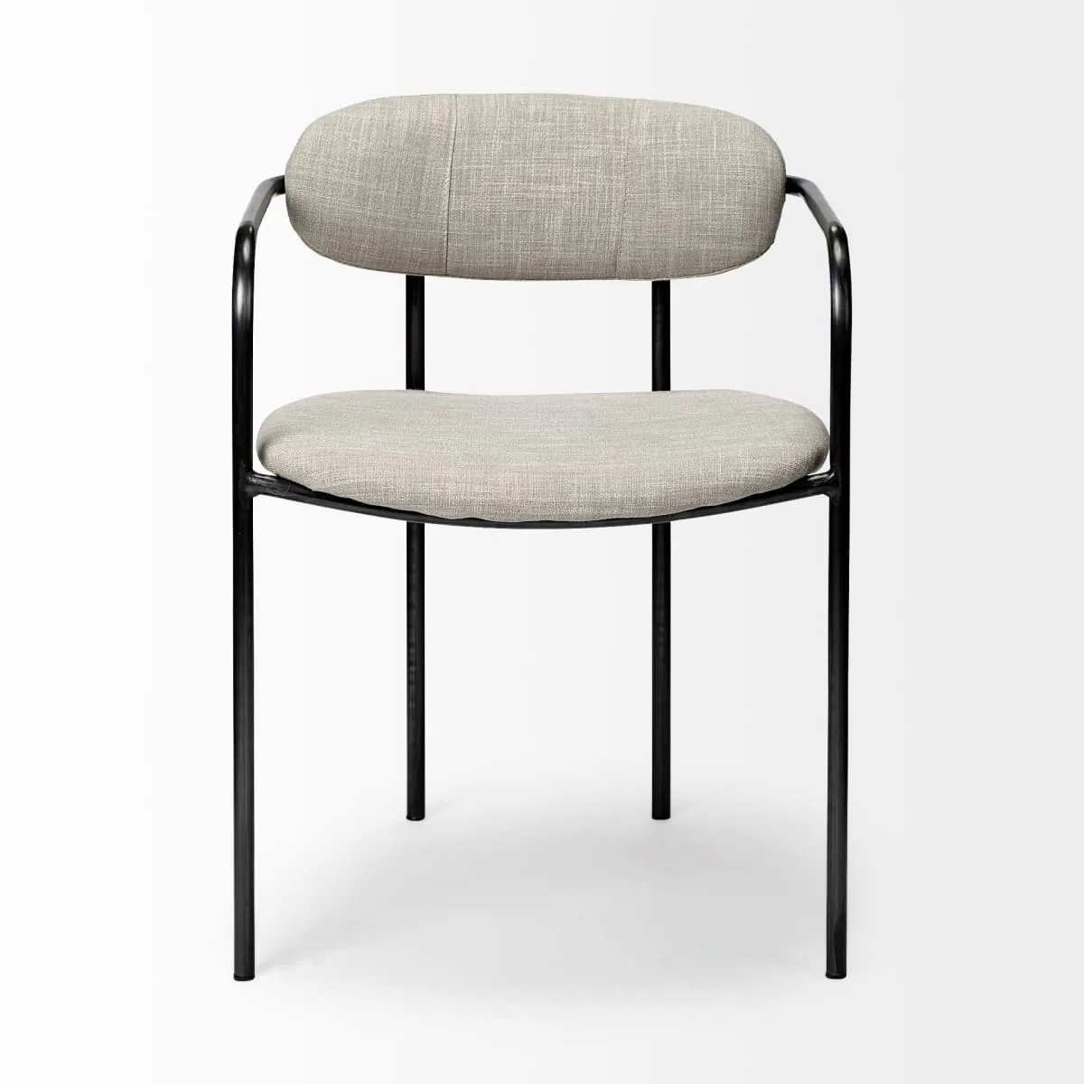 Parker Dining Chair Beige Fabric | Gray Metal
