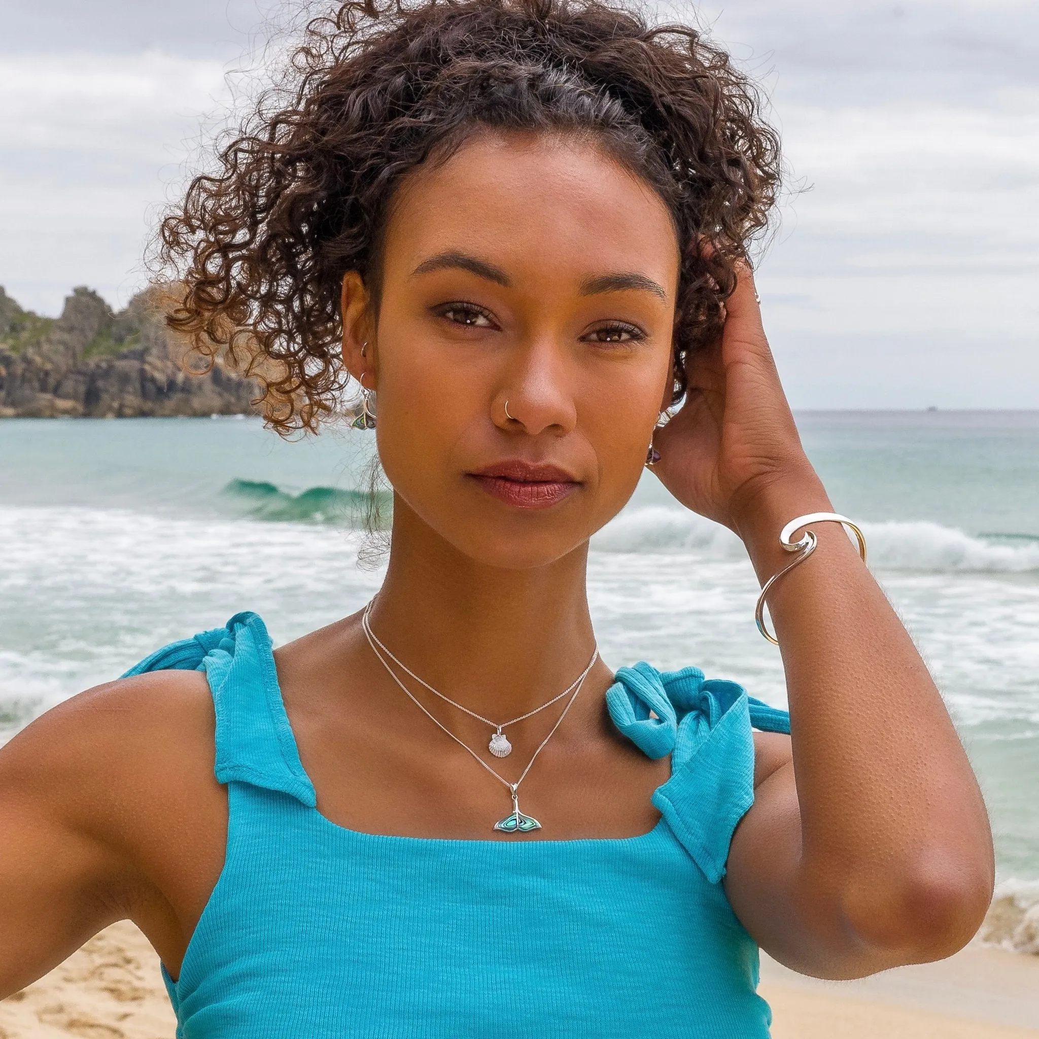 Paua Shell Whale's Tail Earrings