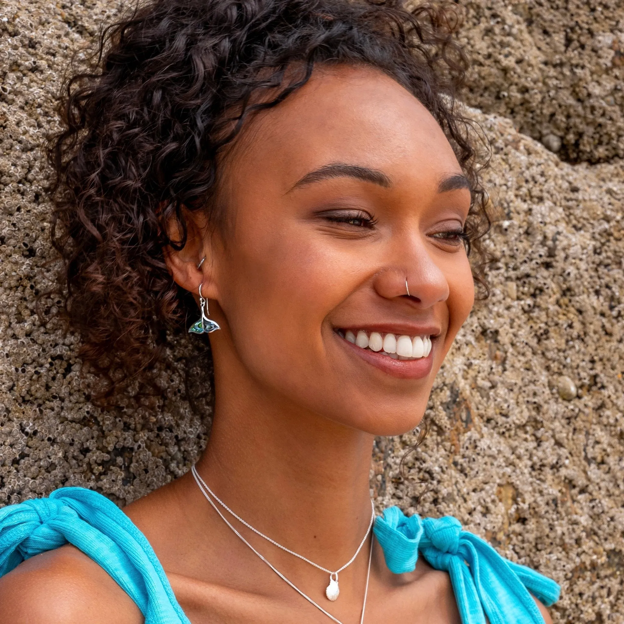 Paua Shell Whale's Tail Earrings