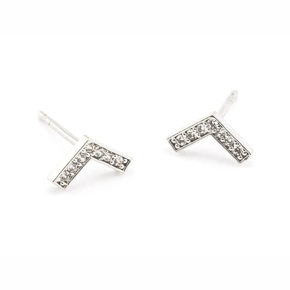 Pave Chevron Post Earrings