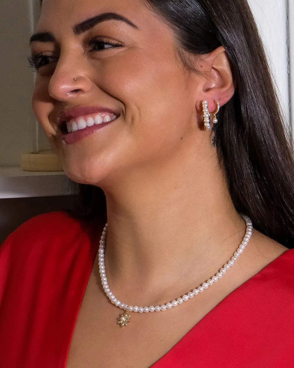 Pearl Bubble Hoop Earrings