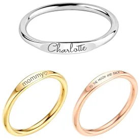 Personalized Name Ring, Custom Engraved Stacking Ring, Mother's Day Gift for Her, Dainty Jewelry Gift for Women, Birthdays, Bridesmaids, Friends, Moms, and Grandmas - RF1-D