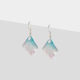 Pink & Blue Leaf Earrings