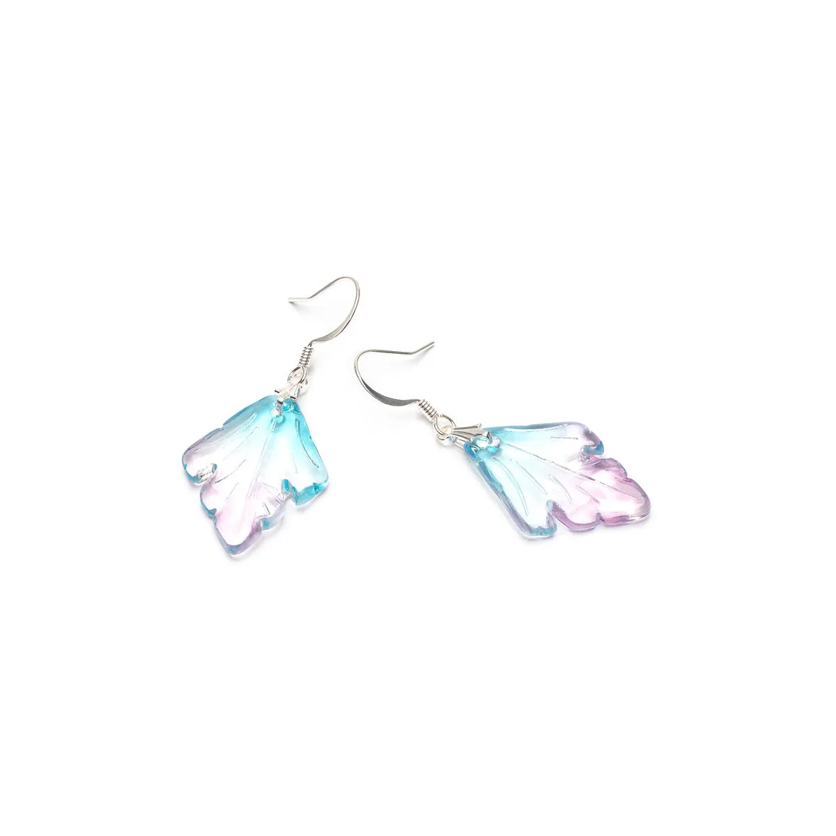 Pink & Blue Leaf Earrings