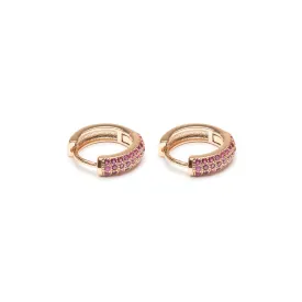 Pink Pave Huggie Earrings