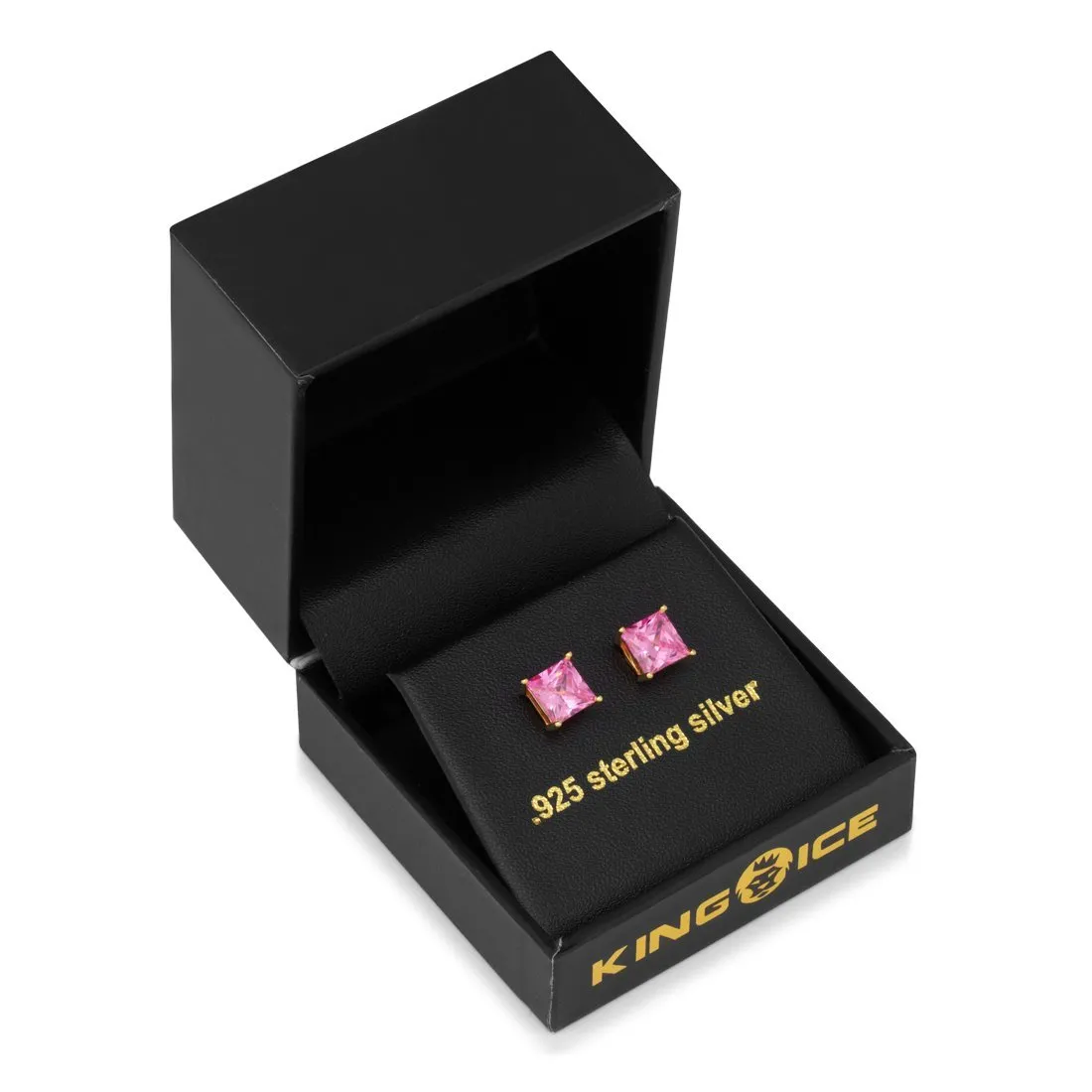 Pink Princess-Cut Stud Earrings