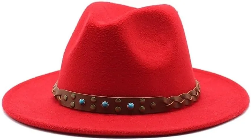 Popular Felt Hat with British Style Belt, Vintage and Versatile Top Hat, Woolen Jazz Hat Fengyan Cowboy Hats