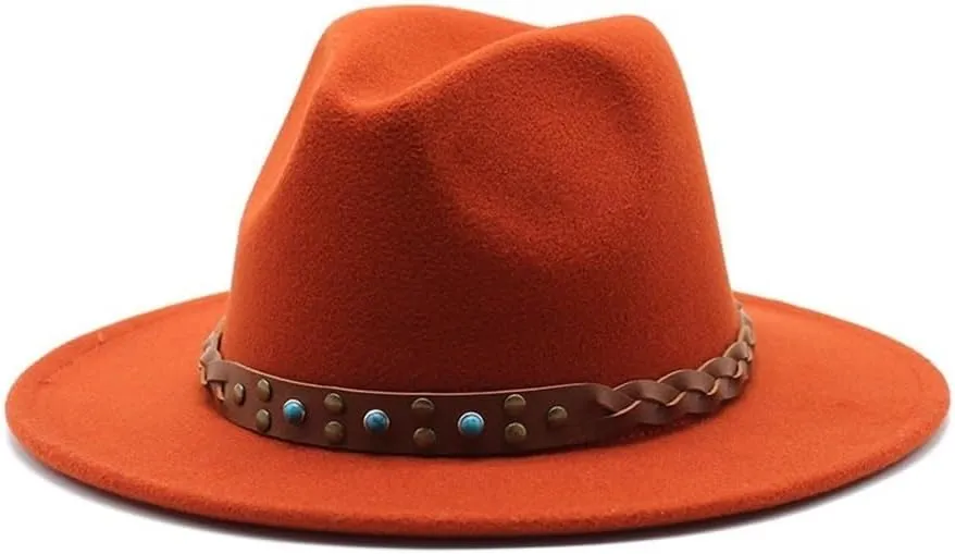 Popular Felt Hat with British Style Belt, Vintage and Versatile Top Hat, Woolen Jazz Hat Fengyan Cowboy Hats