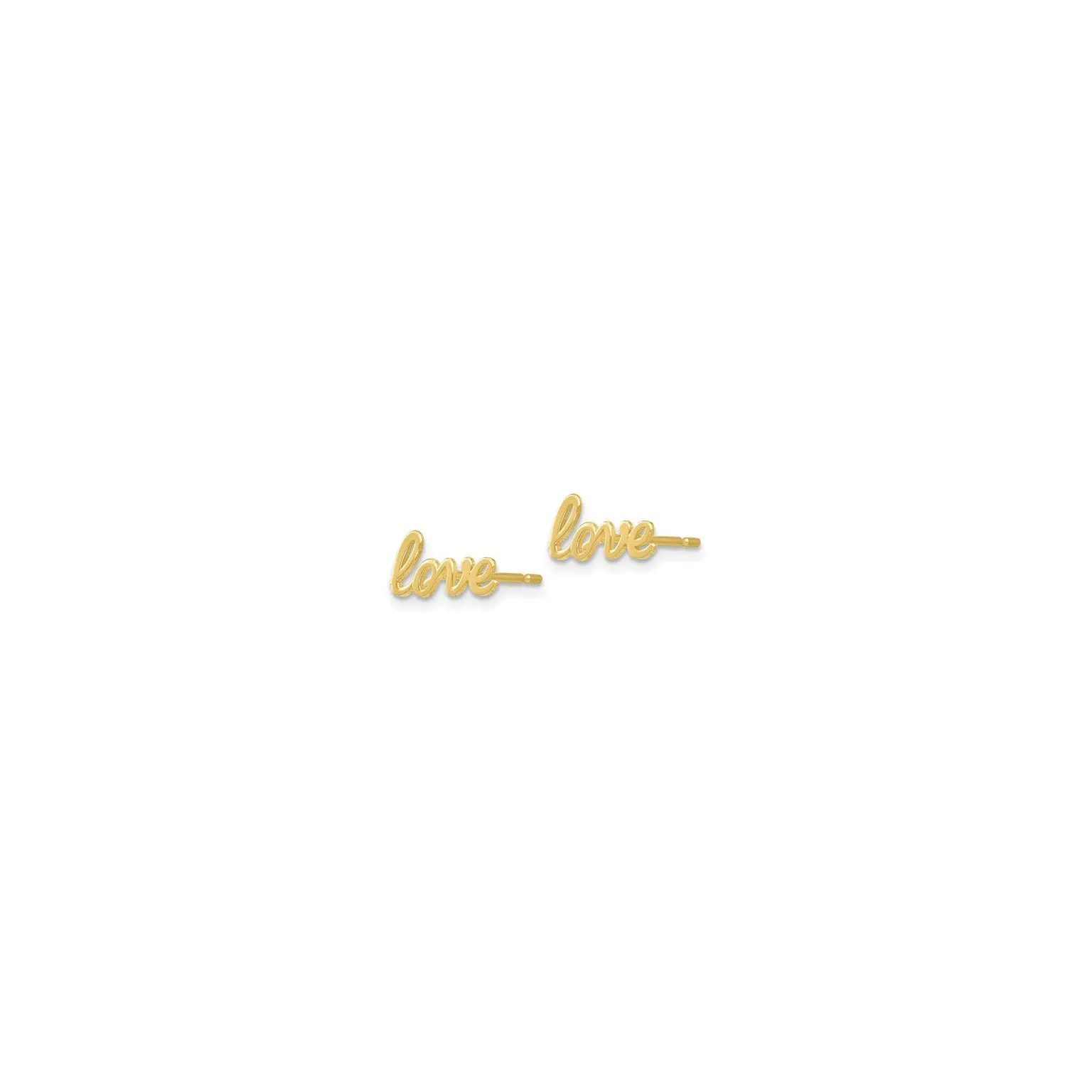 "Love" Script Font Stud Earrings (14K)