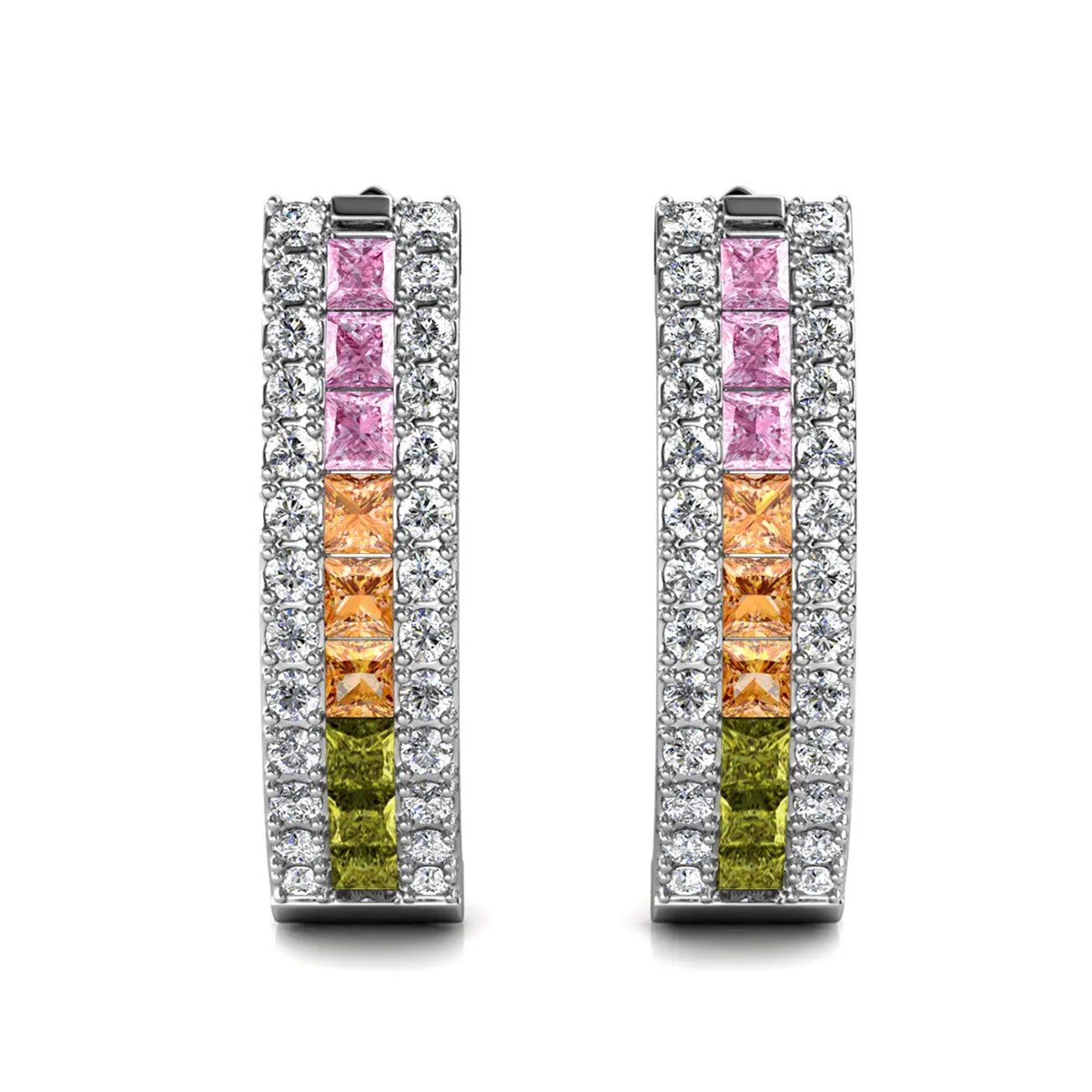 Rachel 18k White Gold Plated Crystal Hoop Earrings for Women