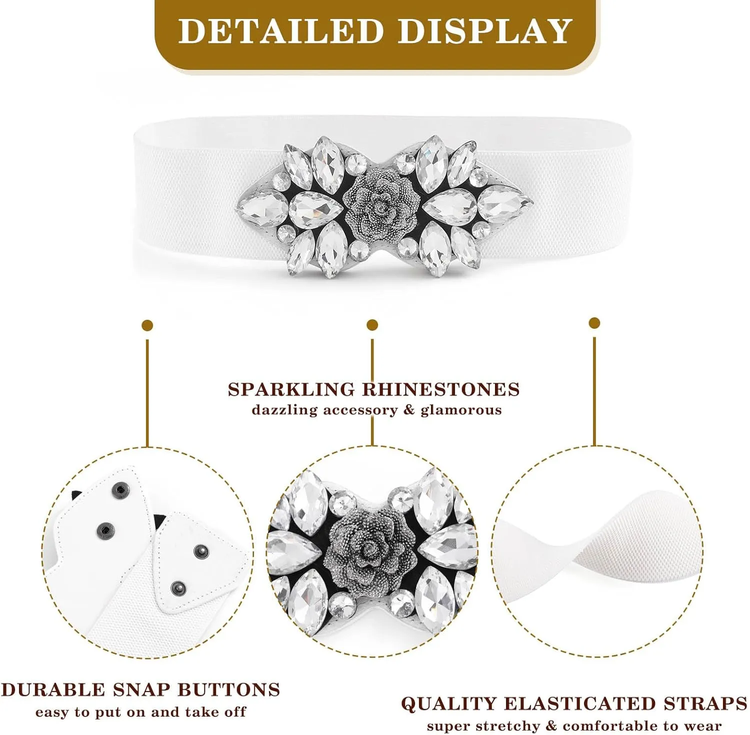 Rhinestone Stretch Belt Black Wide Formal Belt Women Red Belts Elastic Dressy Waist Accessories