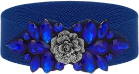 Rhinestone Stretch Belt Black Wide Formal Belt Women Red Belts Elastic Dressy Waist Accessories