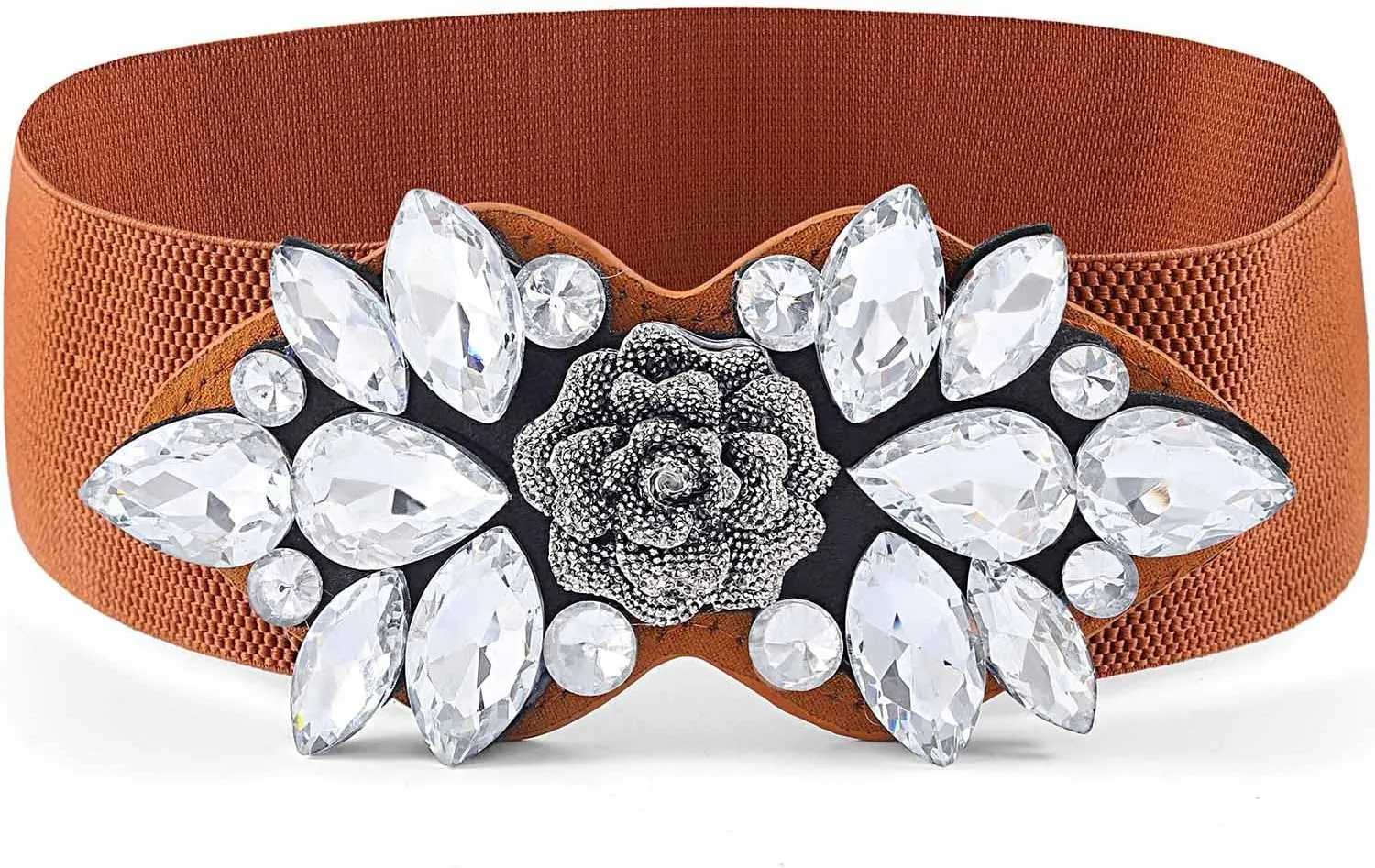 Rhinestone Stretch Belt Black Wide Formal Belt Women Red Belts Elastic Dressy Waist Accessories