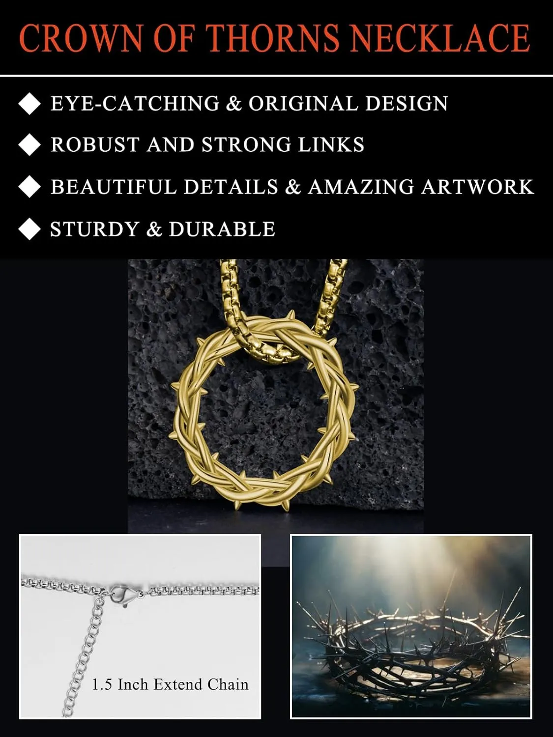 Seiyang Crown of Thorns Necklace 925 Sterling Silver Crown Pendant Amulet Jewelry Gifts (with Gift Box)