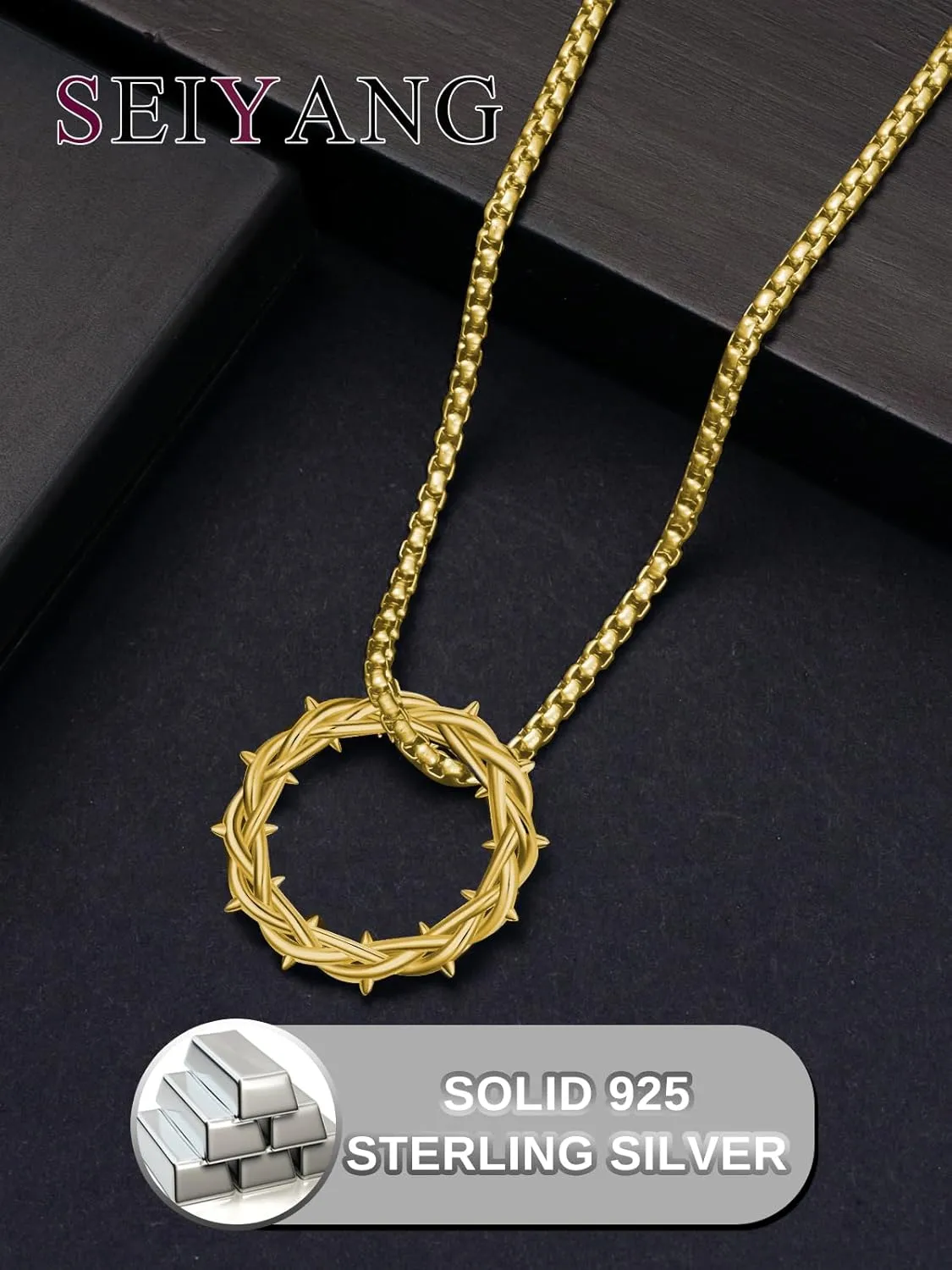 Seiyang Crown of Thorns Necklace 925 Sterling Silver Crown Pendant Amulet Jewelry Gifts (with Gift Box)